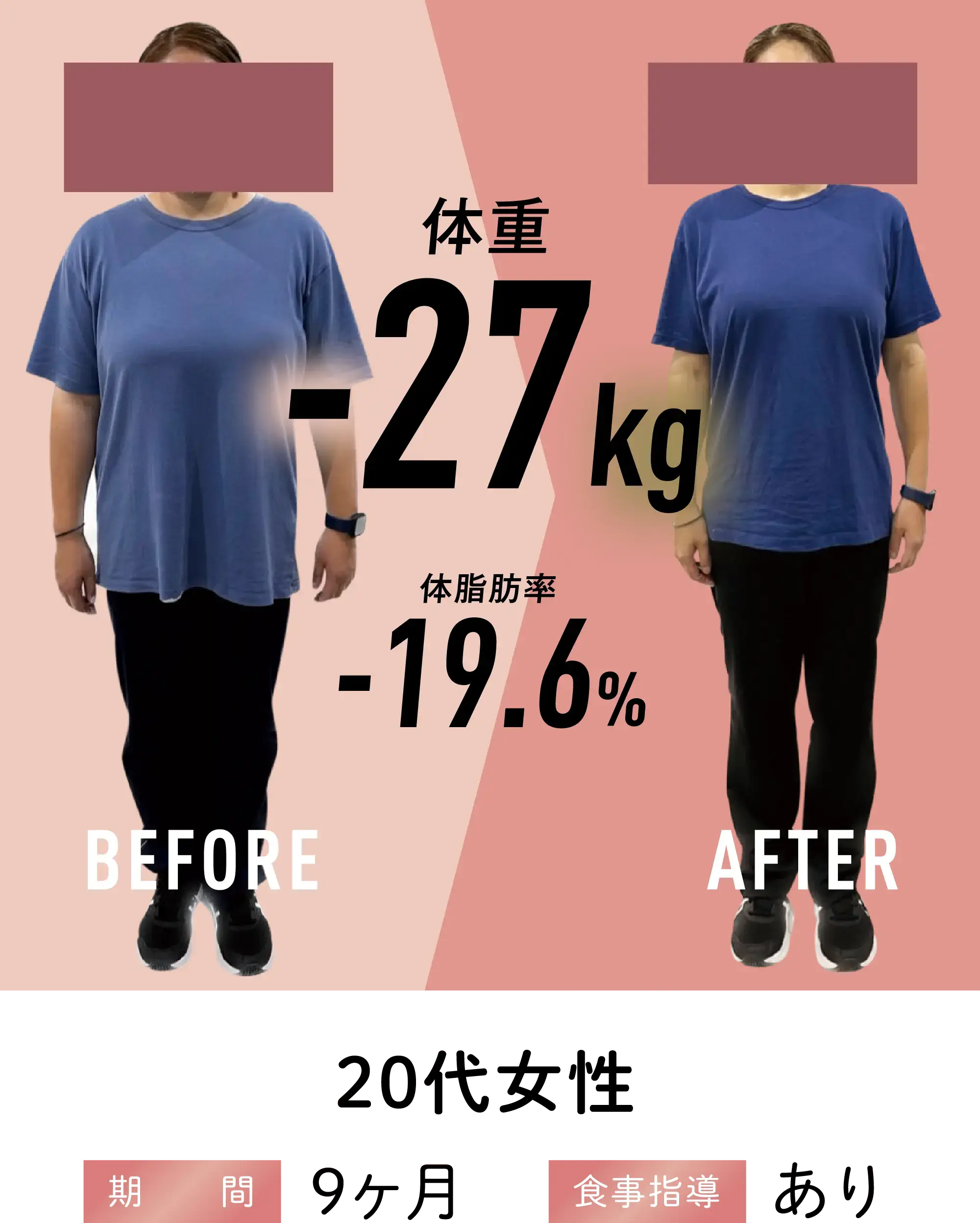 20代女性 期間9ヶ月 食事指導あり