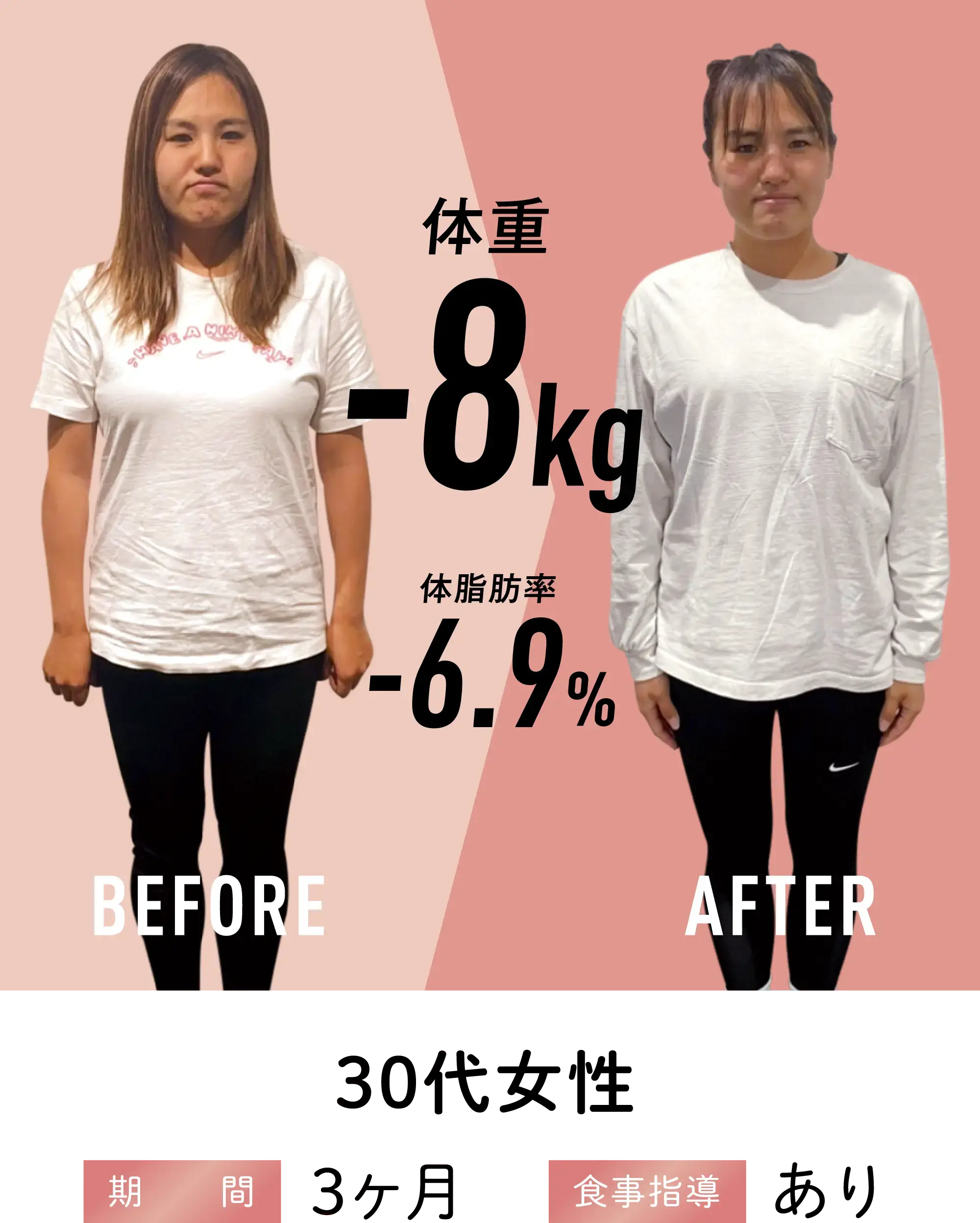 30代女性 期間3ヶ月 食事指導あり
